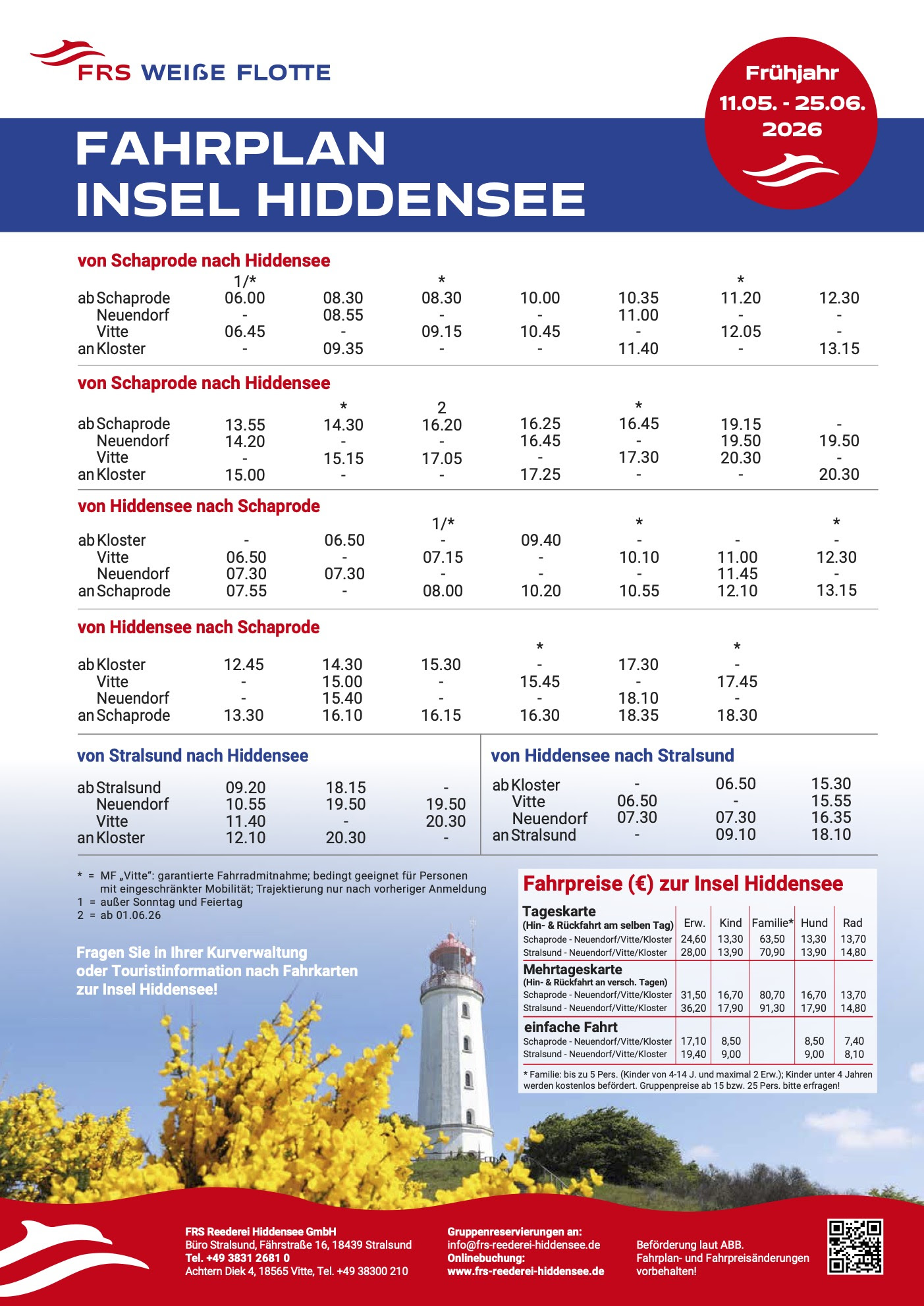 Fahrplan Hiddensee